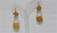 Vintage 18ct gold filigree earrings on 9ct hooks