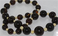 Baltic cherry amber and ivory bead necklace