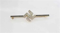18ct two tone gold and diamond bar brooch