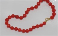 Italian red coral bracelet with 9ct gold clasp