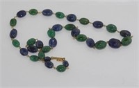 Green& blue gemstone necklace with 14ct clasp