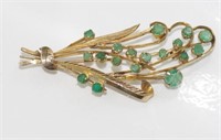 9ct gold and emerald brooch