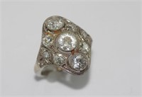 Art Deco 18ct white gold & 9 stone diamond ring