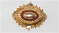 Antique 9ct two tone gold open locket brooch
