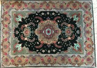 Hand Knotted Wool & Silk Rug - 62 X 40 Inches