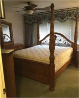 Carved 4 Post King Size Bed