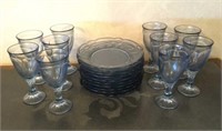Blue Fostoria Glass Plates & Glasses