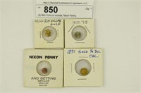 (4) Mini Coins to include; Nixon Penny,