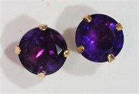 10K Yellow Gold Amethyst (3.50ct) earrings,