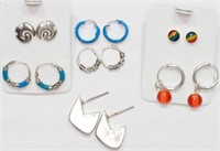 7 pairs of Assorted Sterling Silver earrings