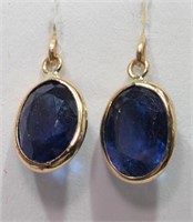 14K Yellow Gold Sapphire (3.80ct) drop earrings,