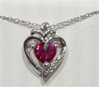 Sterling Silver Created Ruby Necklace Retail