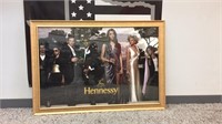 HENNESSY ADVERTISING IN A GOLD TONED FRAME 39"x27