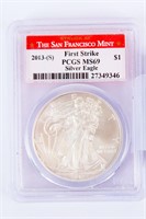 Coin 2013-S Silver Eagle PCGS MS69 Early Rel.