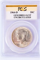 Coin 1964-D Kennedy Half Dollar PCGS Gem Unc.