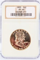 Coin 1955 Franklin Half Dollar NGC PF66