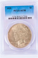 Coin 1935-P Peace Silver Dollar PCGS AU58