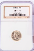 Coin 1944-D Mercury Dime NGC MS66 FB