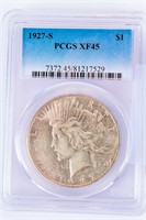 Coin 1927-S Peace Silver Dollar PCGS XF45