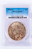 Coin 1928-S Peace Silver Dollar PCGS AU53
