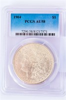 Coin 1904-P Morgan Silver Dollar PCGS AU58