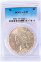 Coin 1927-P Peace Silver Dollar PCGS AU55