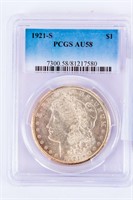 Coin 1921-S Morgan Silver Dollar PCGS AU58
