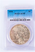 Coin 1934-P Peace Silver Dollar PCGS AU55