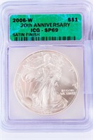 Coin 2006-W American Silver Eagle Cert. ICG-SP69