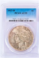 Coin 1927-D Peace Silver Dollar PCGS AU55