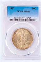 Coin 1937-P Walking Liberty Half Dollar PCGS MS62