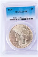 Coin 1926-P Peace Silver Dollar PCGS AU58