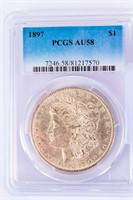Coin 1897-P Morgan Silver Dollar PCGS AU58