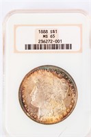 Coin 1888-P Morgan Silver Dollar NGC MS65