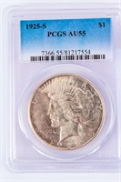 Coin 1925-S Peace Silver Dollar PCGS AU55