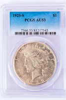 Coin 1925-S Peace Silver Dollar PCGS AU53