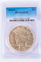 Coin 1924-S Peace Silver Dollar PCGS AU53