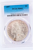 Coin 1897-P Morgan Silver Dollar PCGS MS63