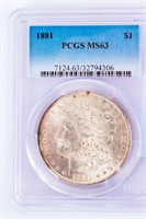 Coin 1881-P Morgan Silver Dollar PCGS MS63