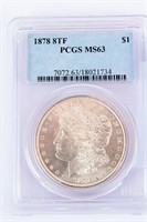Coin 1878-P 8TF  Morgan Silver Dollar PCGS MS63
