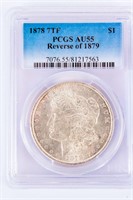 Coin 1878-P  7TF Rev. 79 Morgan  Dollar PCGS AU55