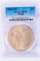 Coin 1882-O/S Morgan Silver Dollar PCGS AU50