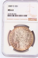 Coin 1889-S Morgan Silver Dollar NGC MS61