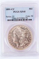 Coin 1891 CC Morgan Silver Dollar PCGS XF45
