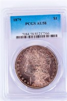Coin 1879-P Morgan Silver Dollar PCGS AU58