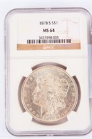 Coin 1878-S Morgan Silver Dollar NGC MS64