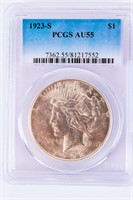 Coin 1923-S Peace Silver Dollar PCGS AU55