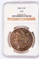 Coin 1884-O Morgan Silver Dollar NGC F15