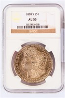 Coin 1898-S Morgan Silver Dollar NGC AU55