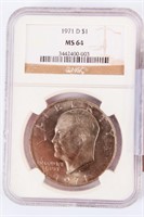 Coin 1971-D Ike Dollar Certified NGC MS64